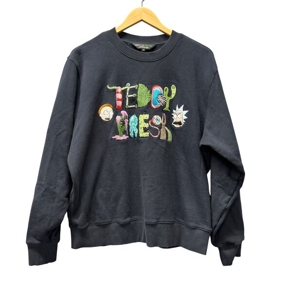 Teddy Fresh Other - Teddy Fresh x Rick and Morty Sweatshirt Adult Small Black Embroidered Pullover